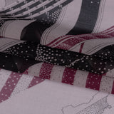Plum, Black and Lavender Clouds and Stripes Silk Chiffon