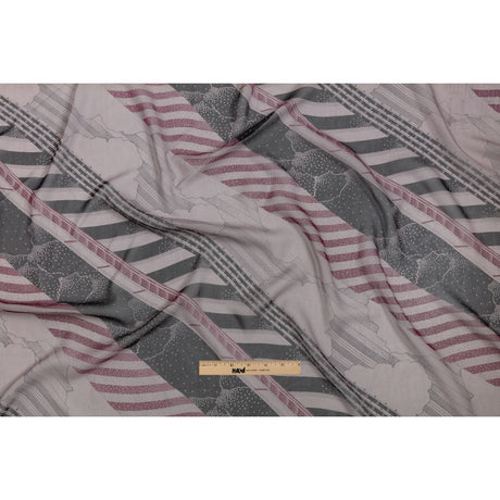 Plum, Black and Lavender Clouds and Stripes Silk Chiffon