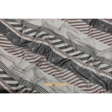 Black, Brown and Gray Clouds and Stripes Silk Chiffon
