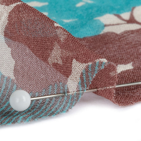 Turquoise, Chocolate and Cream Forest Silhouettes Silk Chiffon