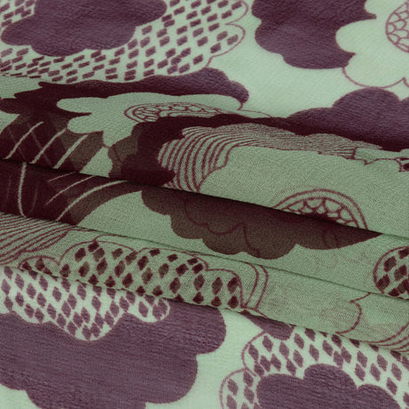Chocolate and Mint Flowers in the Sky Silk Chiffon