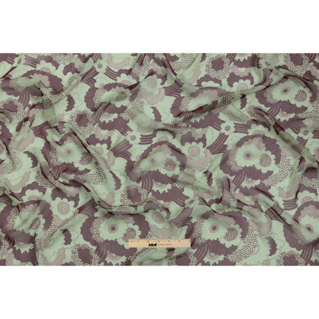 Chocolate and Mint Flowers in the Sky Silk Chiffon