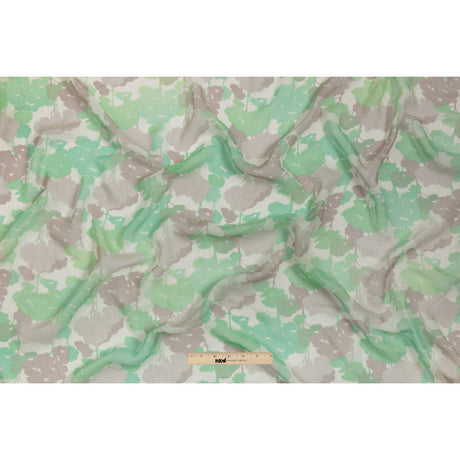 Green, Taupe and Cream Forest Silhouettes Silk Chiffon