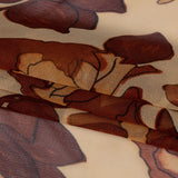 Brown and Tan Painted Flowers Silk Chiffon