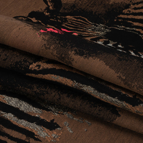 Brown, Black and Hot Pink Zebras Metallic Brocade Panel