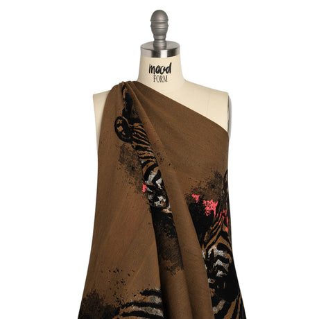 Brown, Black and Hot Pink Zebras Metallic Brocade Panel