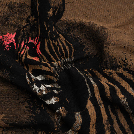Brown, Black and Hot Pink Zebras Metallic Brocade Panel