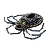 Crystal, Gunmetal and Iron Spider Rhinestone and Glass Beaded Applique - 2.625" X 2.875"