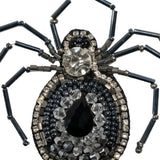 Crystal, Gunmetal and Iron Spider Rhinestone and Glass Beaded Applique - 2.625" X 2.875"