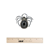 Crystal, Gunmetal and Iron Spider Rhinestone and Glass Beaded Applique - 2.625" X 2.875"