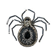 Crystal, Gunmetal and Iron Spider Rhinestone and Glass Beaded Applique - 2.625" X 2.875"
