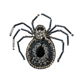 Crystal, Gunmetal and Iron Spider Rhinestone and Glass Beaded Applique - 2.625" X 2.875"