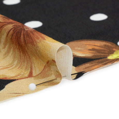 Viscose Crepe Print - Black and Red Floral and Polka Dots - Mood Exclusive Treasures Renewed
