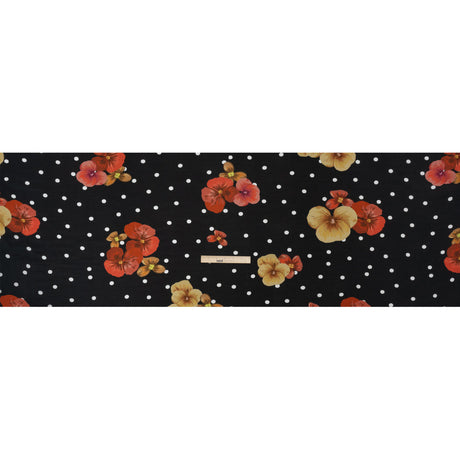 Viscose Crepe Print - Black and Red Floral and Polka Dots - Mood Exclusive Treasures Renewed