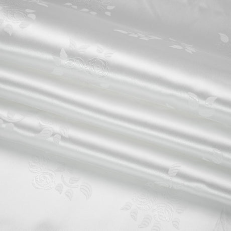 Luminous White Dainty Roses Polyester Jacquard