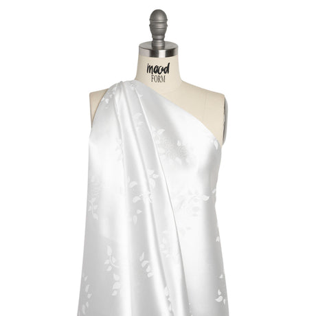 Luminous White Dainty Roses Polyester Jacquard