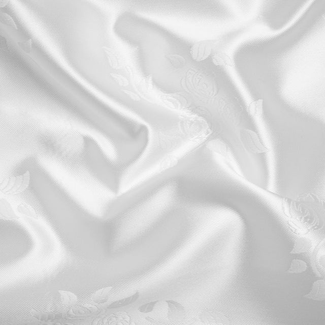 Luminous White Dainty Roses Polyester Jacquard