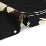 Black, Brown and Cream Floral China Silk/Habotai