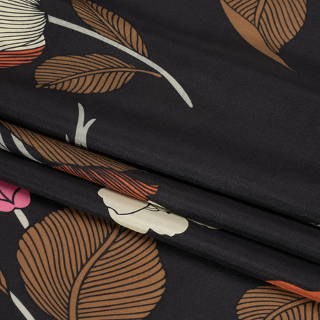 Black, Brown and Cream Floral China Silk/Habotai