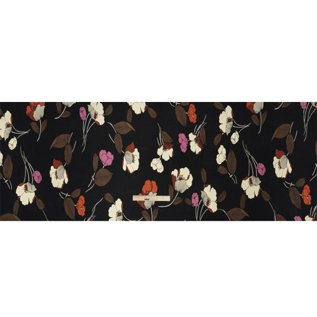 Black, Brown and Cream Floral China Silk/Habotai