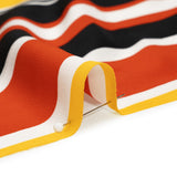 Red, Yellow and Black Barcode Stripes Silk Crepe de Chine