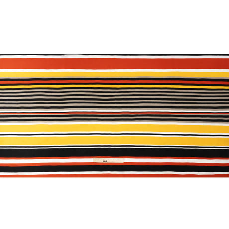Red, Yellow and Black Barcode Stripes Silk Crepe de Chine