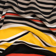 Red, Yellow and Black Barcode Stripes Silk Crepe de Chine