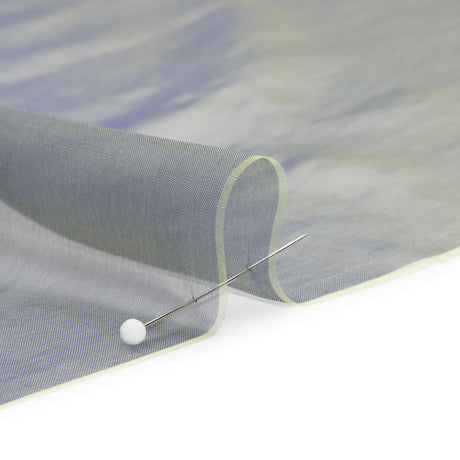 Chiffon-Like Silk Voile - Pale Yellow and Navy Iridescent - Adelaide Collection