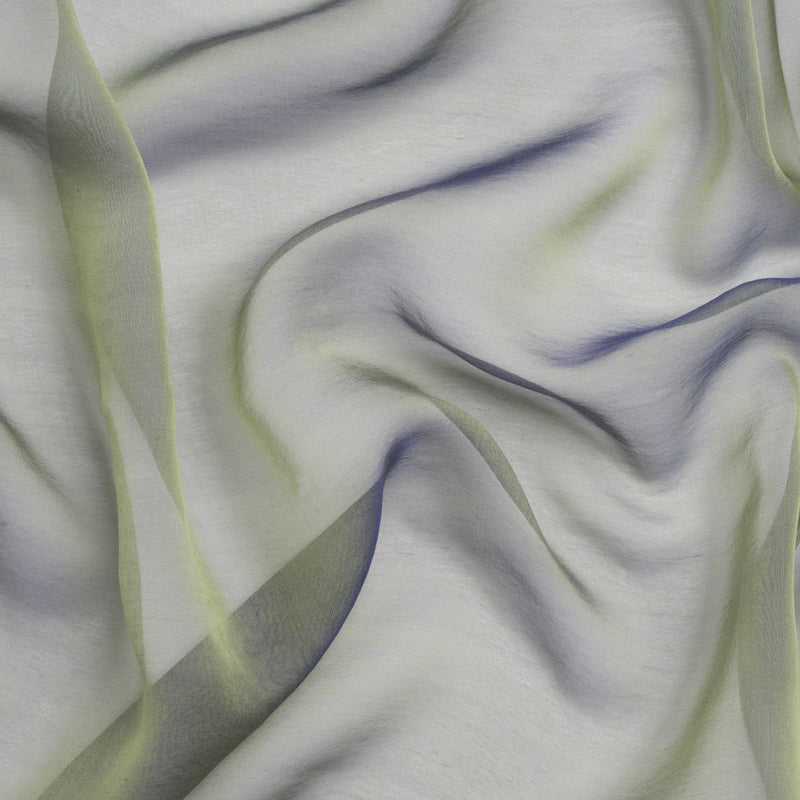 Chiffon-Like Silk Voile - Pale Yellow and Navy Iridescent - Adelaide Collection