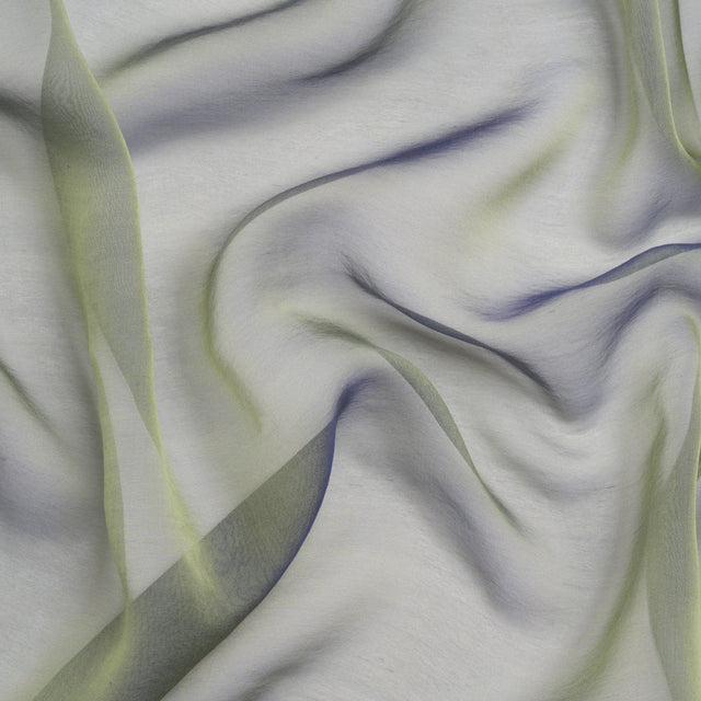 Chiffon-Like Silk Voile - Pale Yellow and Navy Iridescent - Adelaide Collection