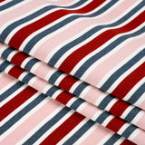 Oscar De La Renta Pink, Red and Metallic Blue Striped Stretch Interlock Knit
