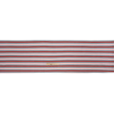 Oscar De La Renta Pink, Red and Metallic Blue Striped Stretch Interlock Knit
