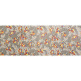Brown, Yellow and Blue Abstract Crinkled Silk Chiffon