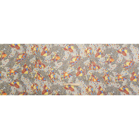 Brown, Yellow and Blue Abstract Crinkled Silk Chiffon