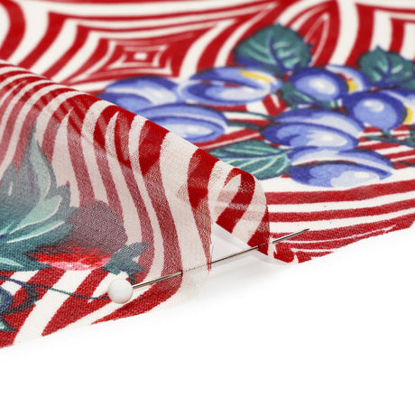 Red, White, and Green Op Art Fruits Silk Chiffon