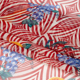 Red, White, and Green Op Art Fruits Silk Chiffon