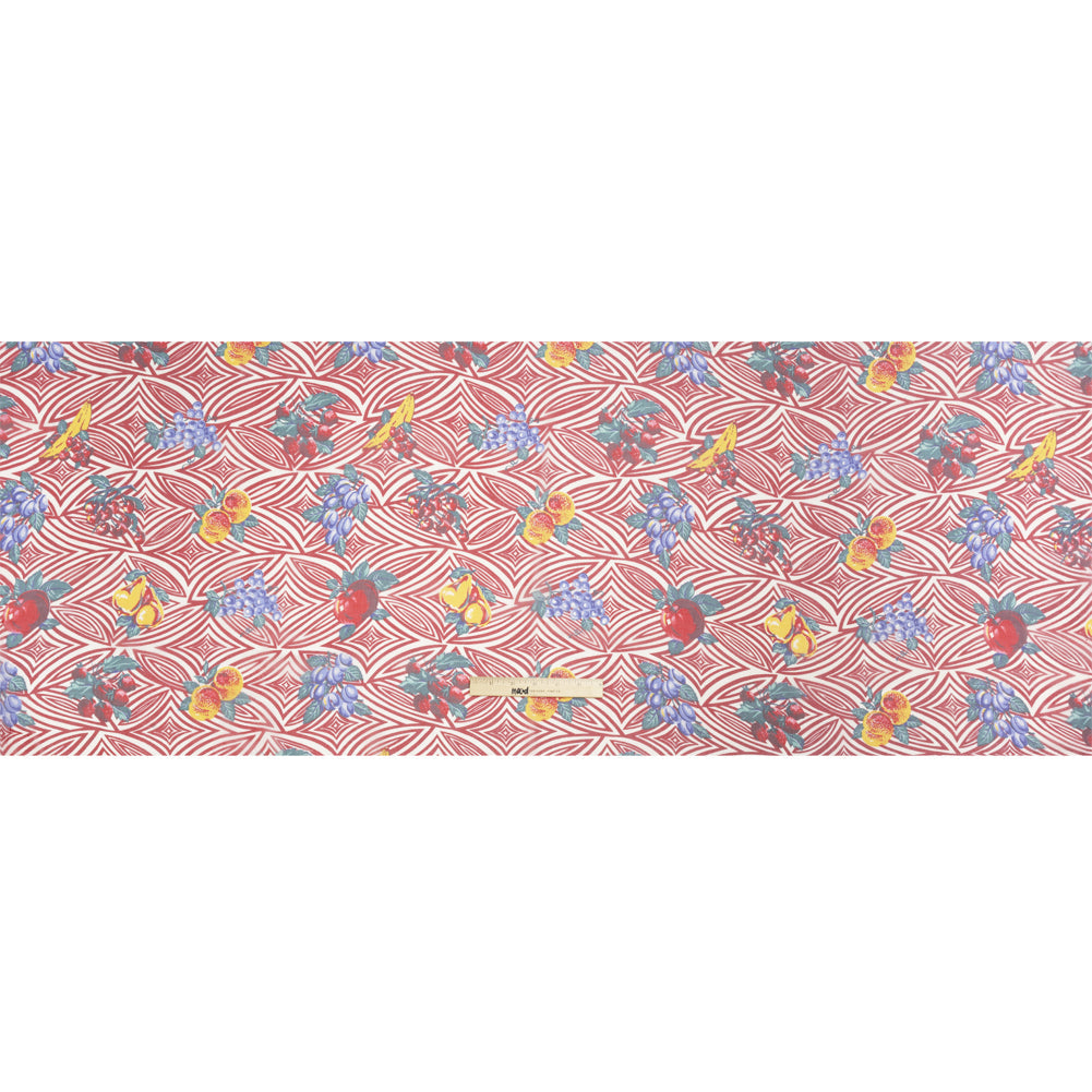Red, White, and Green Op Art Fruits Silk Chiffon