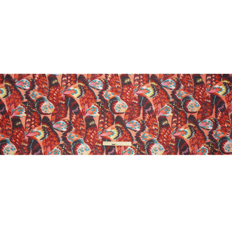 Silk and Cotton Voile - Red, Pink and Turquoise Butterfly Wings