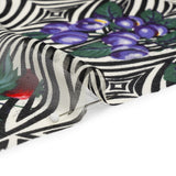 Black, White, and Green Op Art Fruits Silk Chiffon