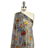 Black, White, and Green Op Art Fruits Silk Chiffon