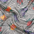 Black, White, and Green Op Art Fruits Silk Chiffon