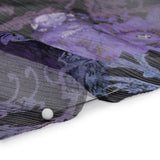 Purple, Black and Metallic Gold Matryoshka Doll Garden Crinkled Silk Chiffon