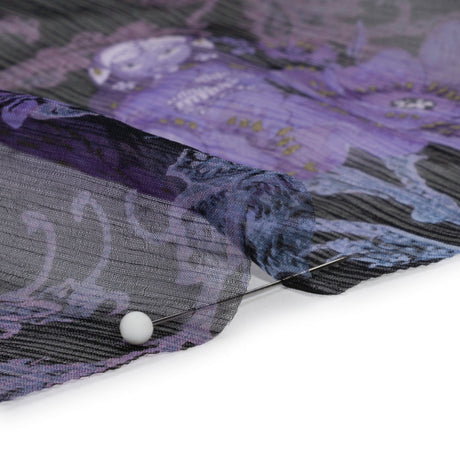 Purple, Black and Metallic Gold Matryoshka Doll Garden Crinkled Silk Chiffon
