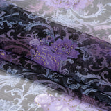 Purple, Black and Metallic Gold Matryoshka Doll Garden Crinkled Silk Chiffon