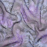 Purple, Black and Metallic Gold Matryoshka Doll Garden Crinkled Silk Chiffon