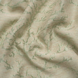Luminous Sage Green and Heathered Beige Winter Trees Lightweight Polyester and Linen Brocade