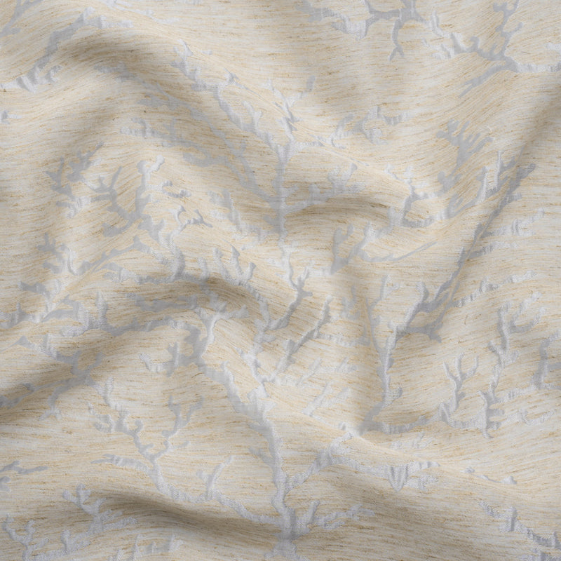 Luminous Baby Blue and Heathered Beige Winter Trees Lightweight Polyester and Linen Brocade