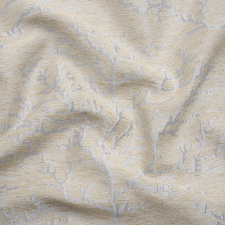 Luminous Baby Blue and Heathered Beige Winter Trees Lightweight Polyester and Linen Brocade