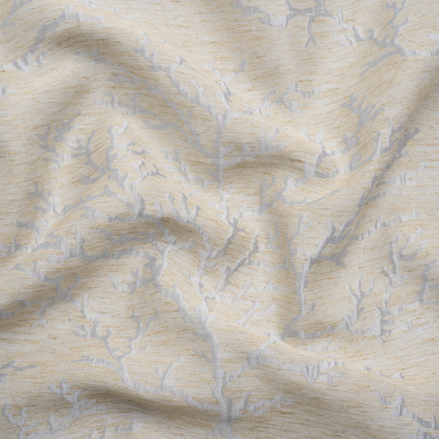 Luminous Baby Blue and Heathered Beige Winter Trees Lightweight Polyester and Linen Brocade