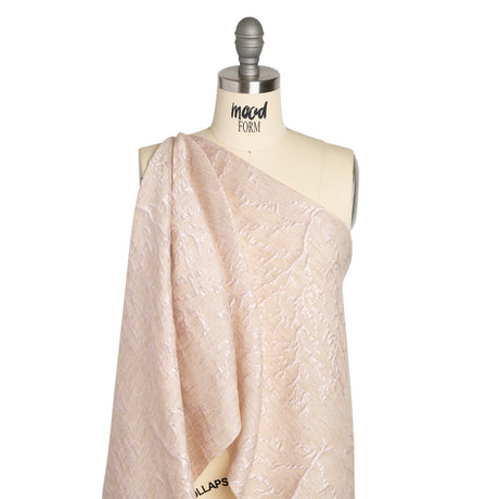 Luminous Pink and Heathered Beige Winter Trees Lightweight Polyester and Linen Brocade